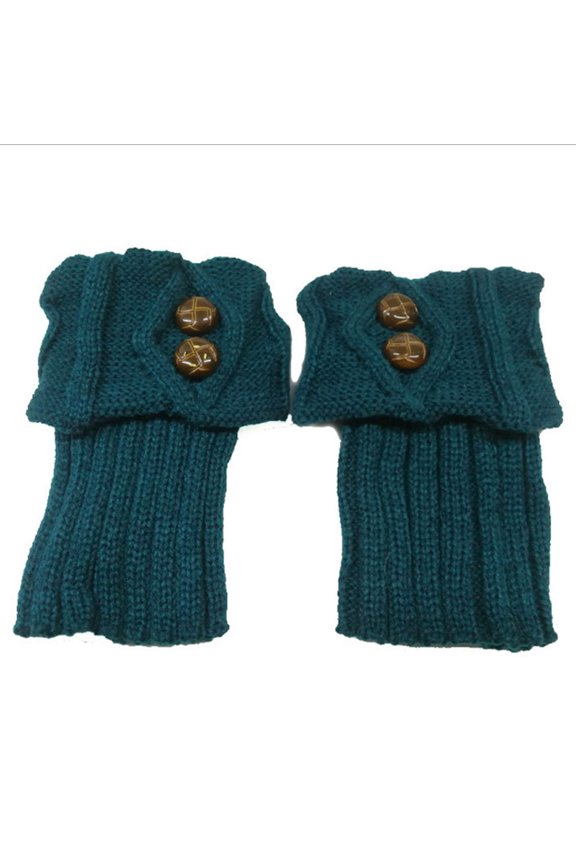 Short Buttons Leg Warmers Crochet Cable Knit Warm Solid Boot Cuffs Socks Toppers
