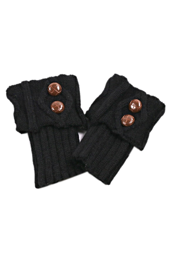 Short Buttons Leg Warmers Crochet Cable Knit Warm Solid Boot Cuffs Socks Toppers