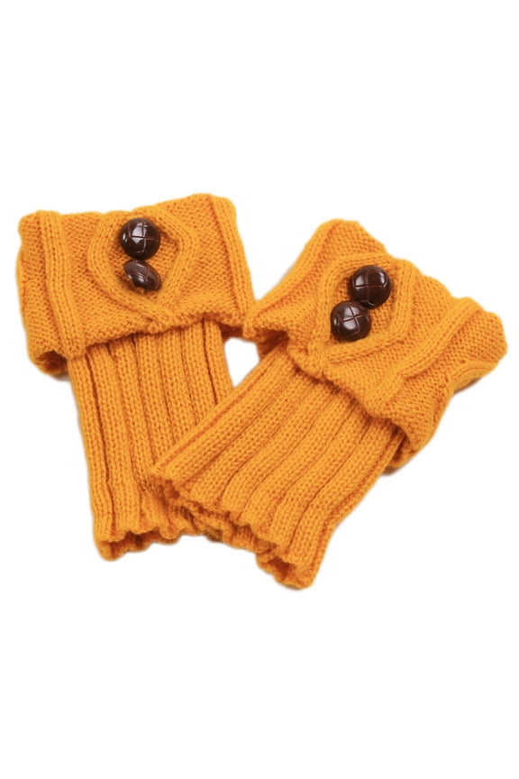 Short Buttons Leg Warmers Crochet Cable Knit Warm Solid Boot Cuffs Socks Toppers