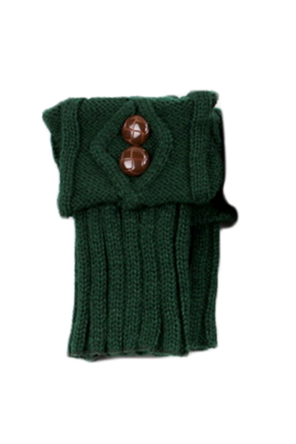Short Buttons Leg Warmers Crochet Cable Knit Warm Solid Boot Cuffs Socks Toppers
