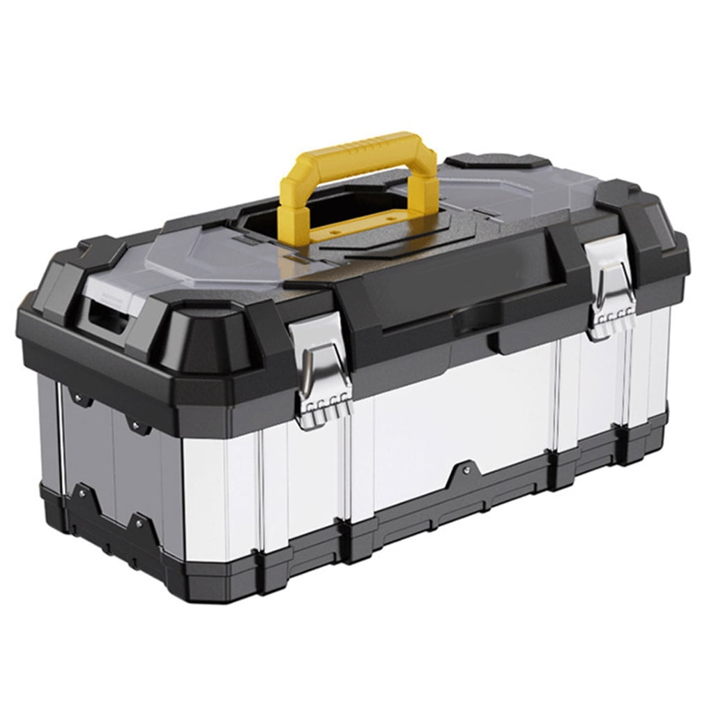 YIGSECU Stainless Steel Toolbox Tool Case High Hardness Reinforced Storage Box for Electrician Hardware Anti Loose Tools Bag