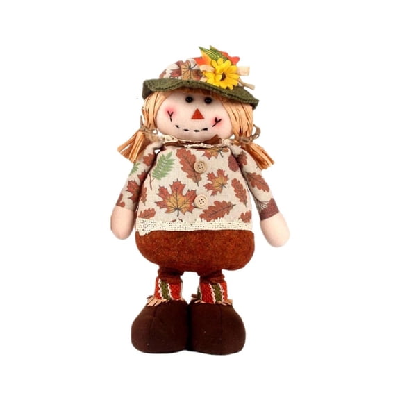 YIGSECU Stretchable Legs Scarecrow Plush Figure Dolls for Autumnal Home Desktop Display