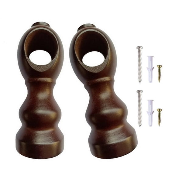 YIGSECU Strong Wooden Curtain Rod Holder Closed End Design Decorative Hardware Pair