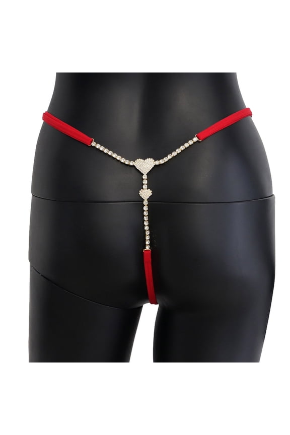 T Back Low Rise Underwear Panties Rhinstones Thongs G String Women Body Chain