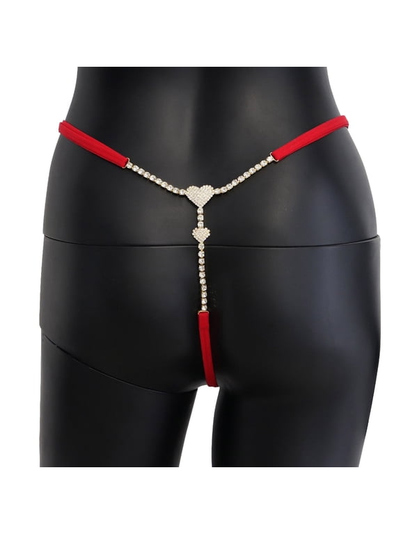T Back Low Rise Underwear Panties Rhinstones Thongs G String Women Body Chain