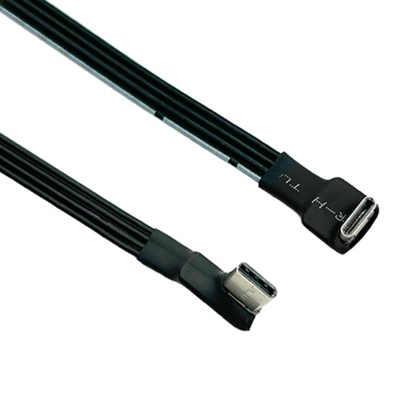 YIGSECU Thin USB 2.0 USB C to USB C Data Cable with Right Angled Connectors FPC Wire for Connection to FPVs and More