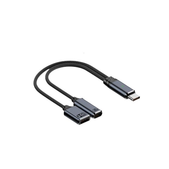 YIGSECU Type C On The Go Cable USB C Male to Type C+USB Female Port Adapter Cord 2 In 1 Charging Cable Data For Tablets