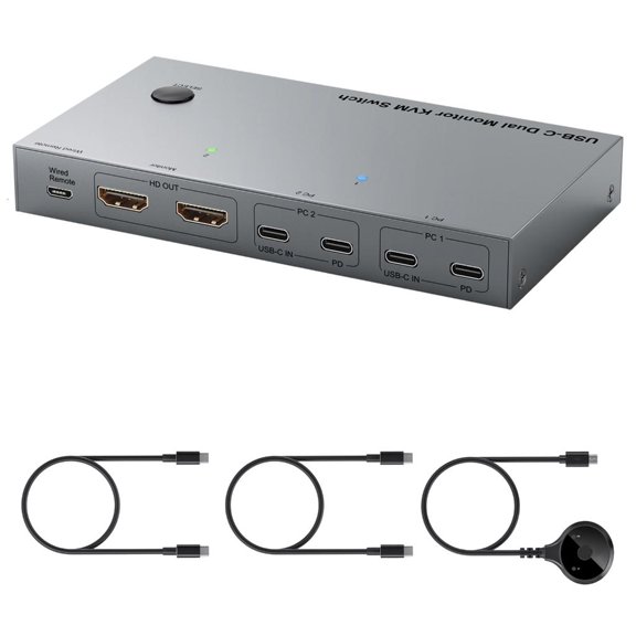 YIGSECU USB C KVM Switcher 4K@60Hz Double Monitor USB C KVM Switcher 80W Charging for PC Laptop Sharing 2 Monitor and 4 USB3.0 D