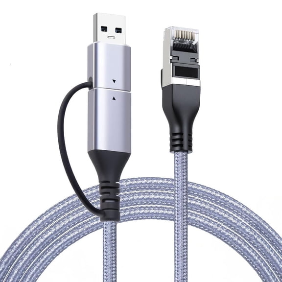 YIGSECU USB C To RJ45 Gigabit Networkings Adapter Cable Aluminum Alloy Housing PVC Braideds Cord Ensures Stable Wireds Internet