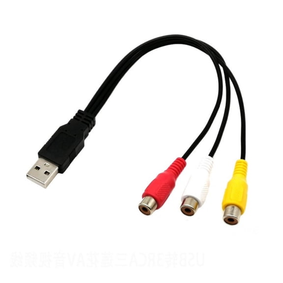 YIGSECU USB Male to 1P End Female Video Cord Wire Converter Cable HDTV Televisions Connection Line 1 to 3 Splitter Cord