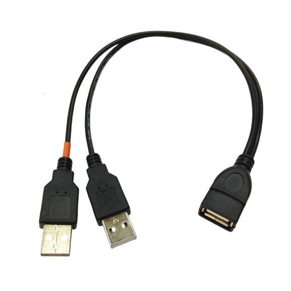 YIGSECU USB2.0 Cable USB 2Male to Female USB Y Splitter Data and Charging Cable with Flexible Design 480Mbps Speed 25cm