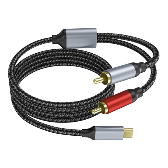 YIGSECU Universals USB C To RCAs Sound Converters Cable 1.5m Braided Jackets For Modern And Legacies Devices