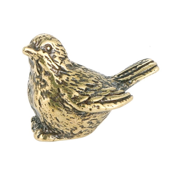 YIGSECU Vintage Brass Sparrow Ornament Detailed Antique Bird Sculpture for Shelf Desktop