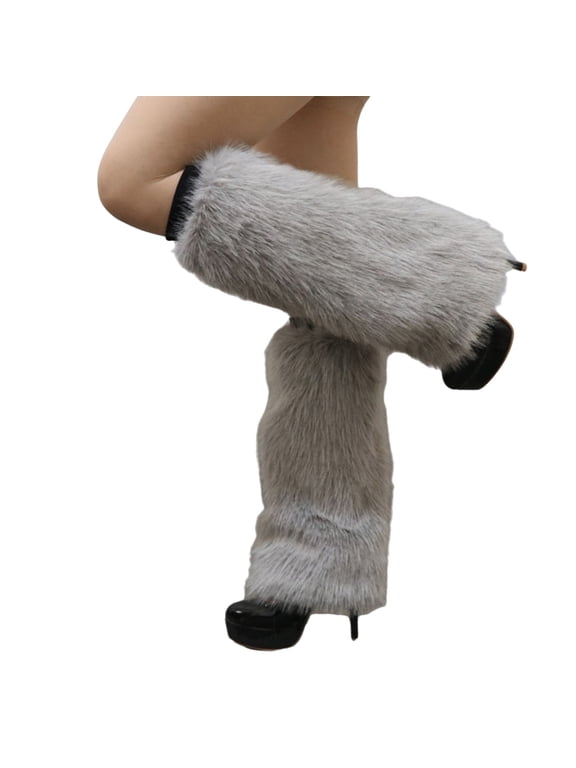 Warm and Stylish Furry Leg Warmers for Women's Winter Fashion Boot Cuffs Socks