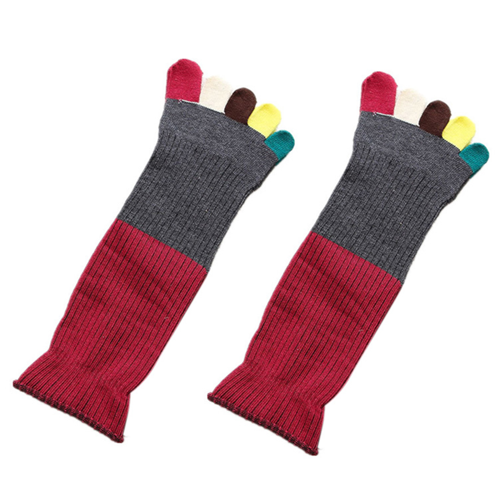 Bonuci 6 Paia Calze Ginocchio Alte Donna – Rainbow Toe Socks, Cotone, A Righe, Separapunta, Orgoglio LGBT