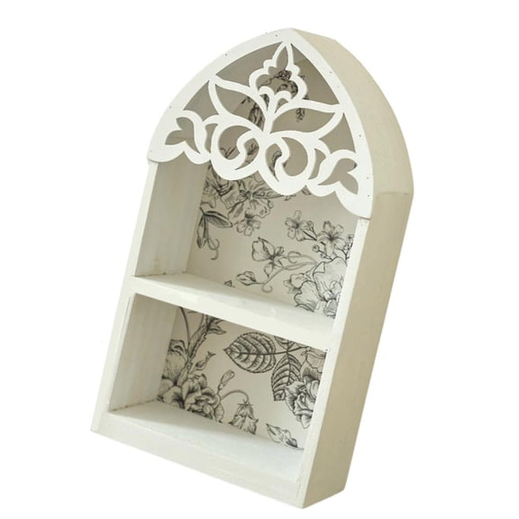 YIGSECU Wood Gothics Wall Shelf With Crystal Accent Intricate Four Leafs Design For Victorian Home Decoration for Friend,