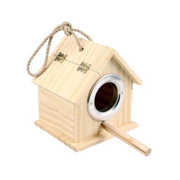 YIGSECU Wooden Birds House Pet Parakeet Budgie Cockatiel Breeding Nesting Cage Box Home Garden Hanging Decoration