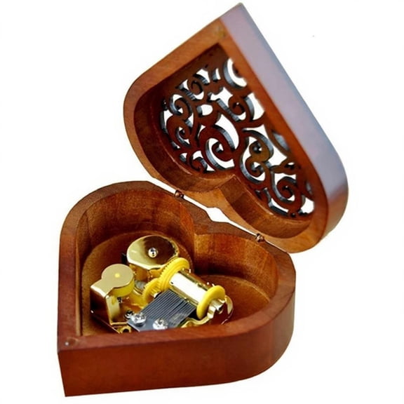 YIGSECU You Are My Sunshines Music Box,Heart Shape Retro Hollowed Out Wood Mechanism Wind Up Musical Box Birthday Wedding Gift