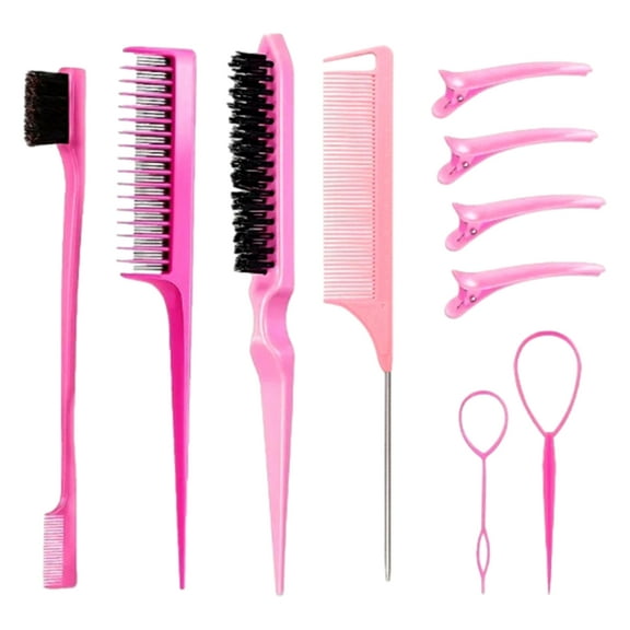 YIGZYCN Hair Styling Comb Set Rat Tail Comb with Clips Edge Brush for Women and Girls