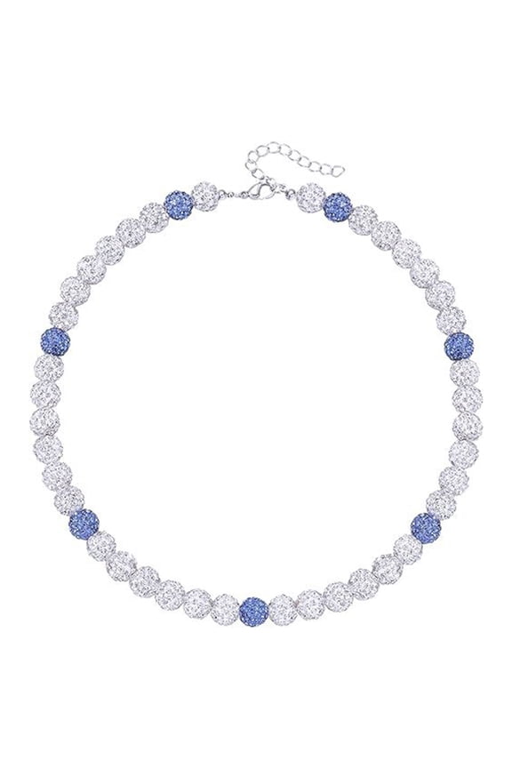 Stylish Baseball Beaded Necklace Rhinestones Disco Ball Clavicle Chain Ornament