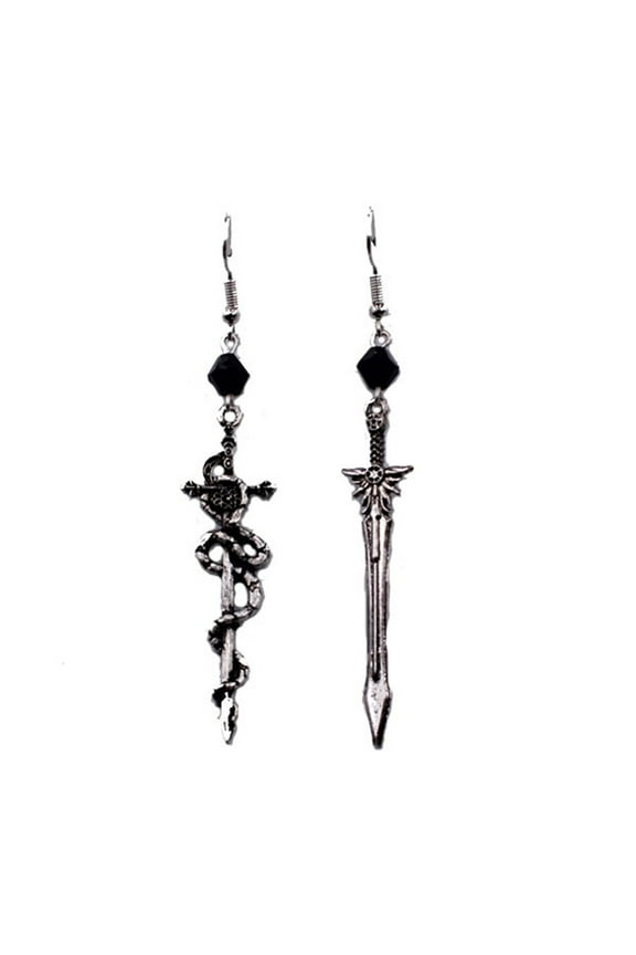 Sword Earrings for Men Women Alternative Asymmetrical Dangle Earrings Unisex
