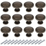 YIHATA  1-1/4" (31mm) Zinc Alloy Cabinet Knob, Antique Bronze, 12 Pack