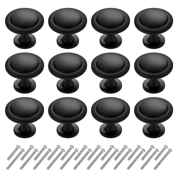YIHATA  1-1/4" (31mm) Zinc Alloy Cabinet Knob, Matte Black, 12 Pack