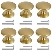 YIHATA 1 inch Drawer Knob, 6 Pack Kitchen Cabinet Knobs, Gold Dresser Knobs Drawer Pulls