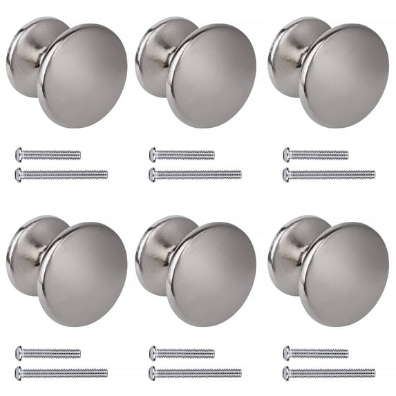 YIHATA 1 inch Drawer Knob, 6 Pack Kitchen Cabinet Knobs, Silver Dresser Knobs Drawer Pulls