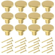 YIHATA 12 PCS Kitchen Cabinet Knobs Pulls, Brass Cabinet Knobs, Drawer Dresser Handles Cupboard Door Heavy Knobs, Kitchen Cabinet Hardware with Screws for Bathroom Drawer, 1 inch/25mm, Gold