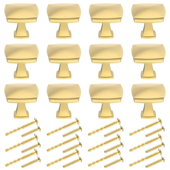 YIHATA 12 Pack 1-1/4" (30mm) Square Drawer Knob, Brass Kitchen Cabinet Knobs, Wide Dresser Knobs Drawer Pulls, Door Knobs Dresser Drawer Handles, Gold