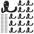 thumbnail image 1 of YIHATA 14 Pack Coat Hooks, Heavy Duty Double Prong Hooks Wall Mounted with 28 Metal Screws Included, for Hanging Coat, Hat,Towel, Scarf, Bag, Key, Cap, Cup, 1 of 9