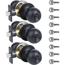 YIHATA 3 Pack Entry Doorknobs, Keyed Alike, Entry Doorknob Lock with Keys, for Front Door, Exterier and Interier Doors, Matte Black