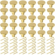 YIHATA 30 PCS Kitchen Cabinet Knobs Pulls, Brass Cabinet Knobs, Drawer Dresser Handles Cupboard Door Heavy Knobs, Kitchen Cabinet Hardware with Screws for Bathroom Drawer, 1 inch/25mm, Gold