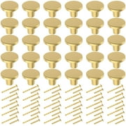 YIHATA 30 PCS Kitchen Cabinet Knobs Pulls, Brass Cabinet Knobs, Drawer Dresser Handles Cupboard Door Heavy Knobs, Kitchen Cabinet Hardware with Screws for Bathroom Drawer, 1 inch/25mm, Gold