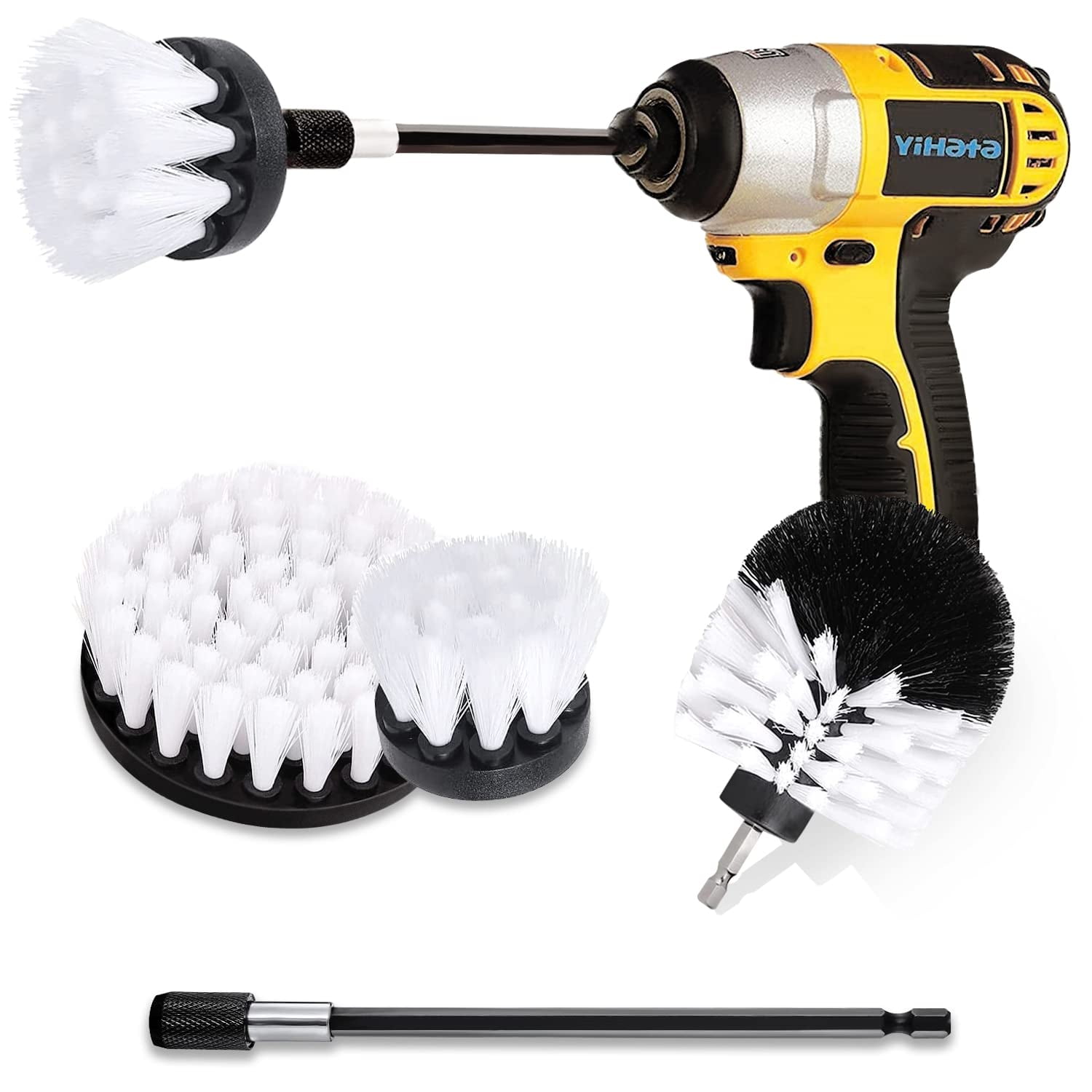 Drill Brush - Cleaning Supplies - Rotary Brush Kit w/Extension - Kitchen Accessories – Pots and Pans - Cast Iron Skillet - Power Dish Washing