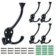 YIHATA 5 Pack Big Heavy Duty Three Prongs Coat Hooks Wall Mounted with