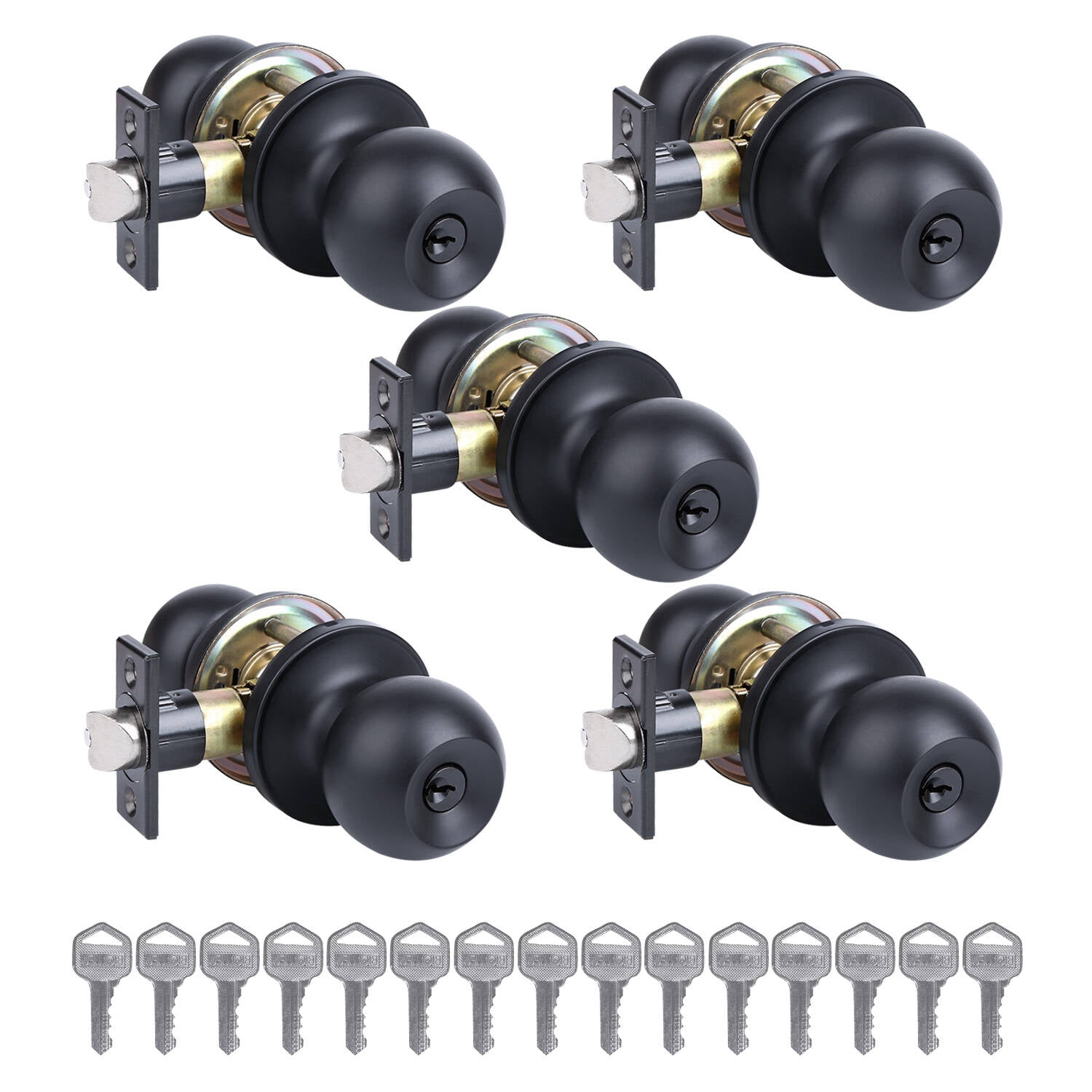 YIHATA Matte Black, 3 Pack Entry Doorknobs, Keyed Alike for Interior ...