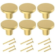 YIHATA 6 PCS Kitchen Cabinet Knobs Pulls, Brass Cabinet Knobs, Drawer Dresser Handles Cupboard Door Heavy Knobs, Kitchen Cabinet Hardware with Screws for Bathroom Drawer, 1 inch/25mm, Gold