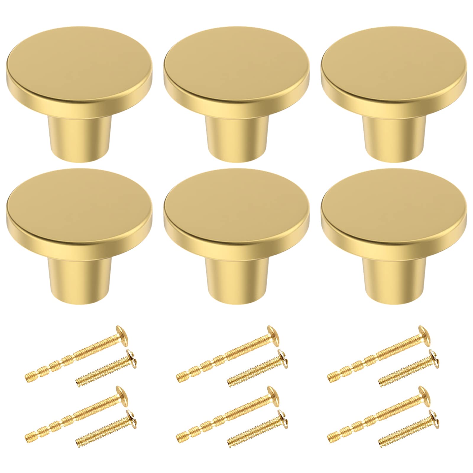 YIHATA 6 PCS Kitchen Knobs Pulls, Brass Knobs, Drawer