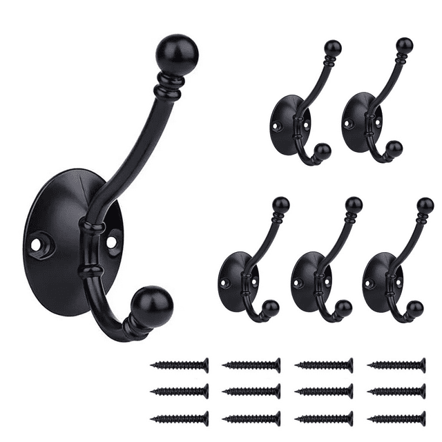 YIHATA 6PCS Coat Hooks, WallMounted Heavy Duty Double Hooks, Coat