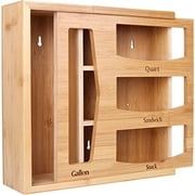 YIHATA Bamboo Ziplock Bag Storage Organizer for Kitchen Drawer or Wall Mount, Food Storage Bag Organizer Box, Compatible with Sandwich (Ziplock and Slider Bags)