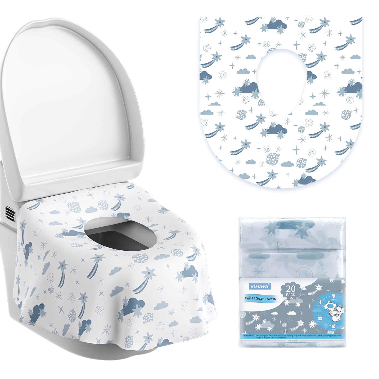 YIHATA Disposable Toilet Seat Covers 20 Pack Waterproof, Ideal for