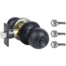 YIHATA Entry Doorknob, Keyed Entry Doorknob Lock for Front Door, Exterier and Interier Doors, Matte Black