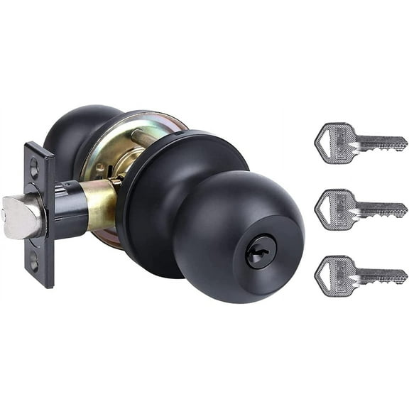 YIHATA Entry Doorknob, Keyed Entry Doorknob Lock for Front Door, Exterier and Interier Doors, Matte Black
