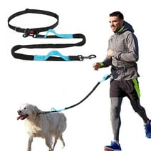 YIHATA Hands Free Dog Leash for Running Walking Training Hiking, Adjustable Waist Belt, Shock Absorbing, Ideal for Medium to Large Dogs(Blue Black )