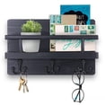 thumbnail image 1 of YIHATA Key and Mail Holder for Wall Hooks Key Hanger for Wall with Shelf Wood Wall Shelf with Hooks for Wall Decorative Retro Hanging Organizer Rustic Farmhouse Decor for Entryway (Black), 1 of 7
