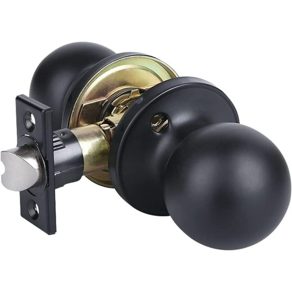 YIHATA Passage DoorKnob, Keyless Round Knob Set for Hallway or Closet, Interior Doorknobs, Matte Black Finish
