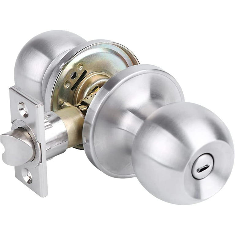 YIHATA Privacy Doorknob, Keyless Round Knob Set for Bedroom and Bathroom,  Interior Doorknobs, Satin Nickel Finish