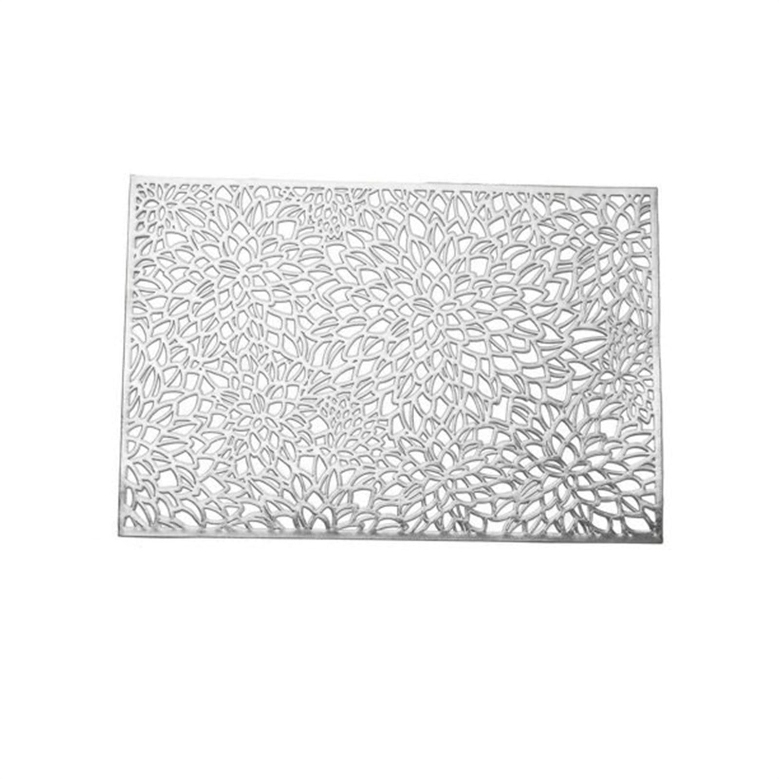 YIHNDIS Rectangular Flower Pvc Placemat Home Daily Table Decoration Pvc Hot Gold Placemat (Silver,One Size)